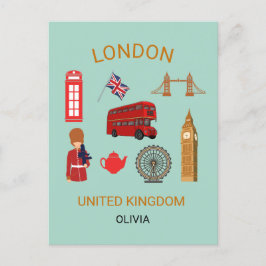 Londen Landmarks Travel-Thema Print Feestdagenkaart
