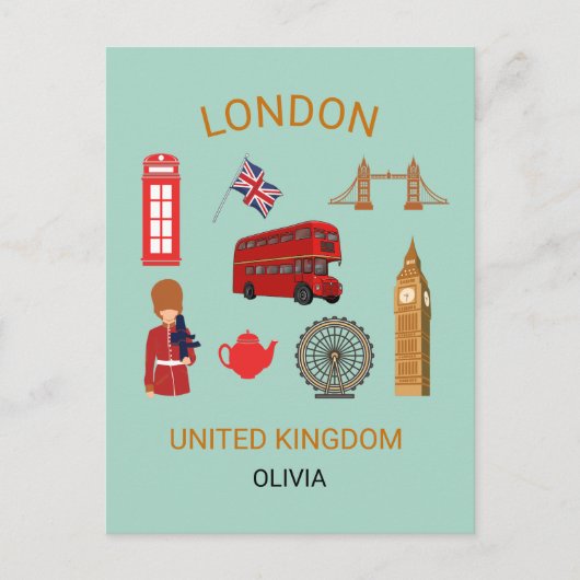 Londen Landmarks Travel-Thema Print Feestdagenkaart (Voorkant)