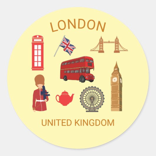 Londen Landmarks Travel-Thema Print Ronde Sticker (Voorkant)