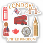 Londen Landmarks Travel-Thema Print Sticker (Voorkant)