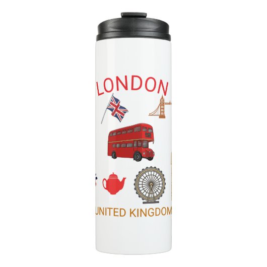 Londen Landmarks Travel-Thema Print Thermosbeker (Voorkant)