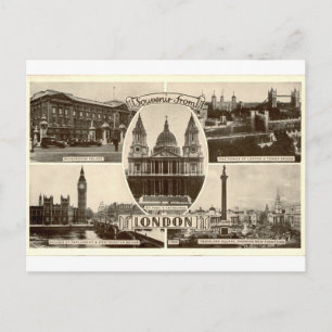 Londen Landmarks Vintage Sepia Souvenir Briefkaart