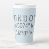 Londen Latitude & Lengtegraad Latte Mok (Voorkant)