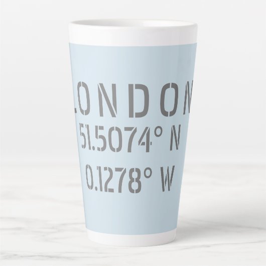 Londen Latitude & Lengtegraad Latte Mok (Voorkant)