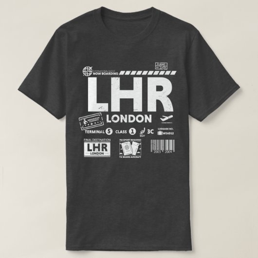  Londen LHR Airport Code Reisdag Retro T T-shirt (Design voorkant)