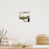 Londen- London's Millennium Bridge (C), Waterverf Poster (Keuken)