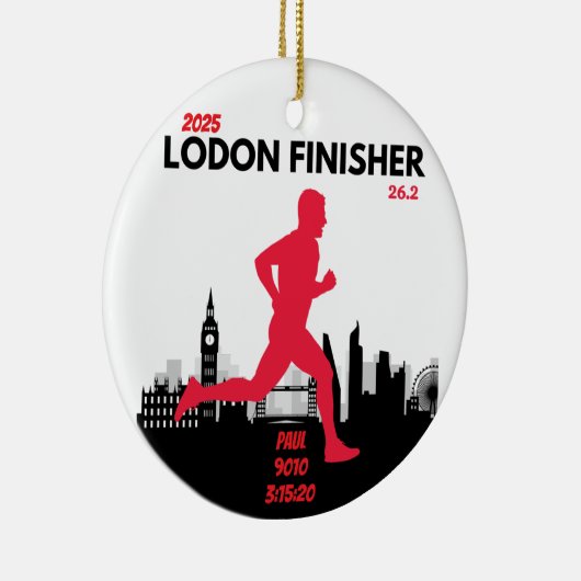 Londen Marathon Finisher Running Keepsake Gift Keramisch Ornament (Rechts)