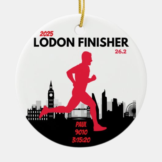 Londen Marathon Finisher Running Keepsake Gift Keramisch Ornament (Voorkant)