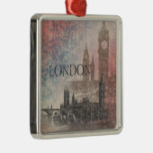 Londen met het Parlement Red en Blue  Metalen Ornament (Rechts)