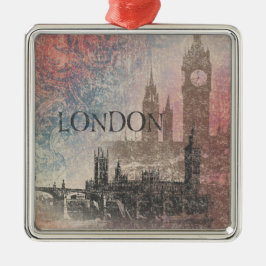 Londen met het Parlement Red en Blue  Metalen Ornament