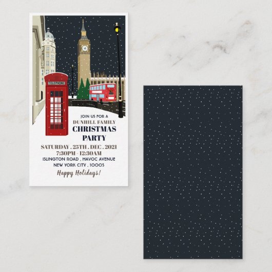 Londen met Kerstmis, kerstfeest Ticket Invite Informatiekaartje (Voorkant / Achterkant)