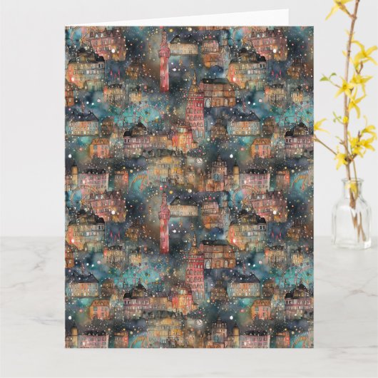 Londen met Kerstmis & Nieuwjaar in Waterverf Kaart (Gele Bloem)