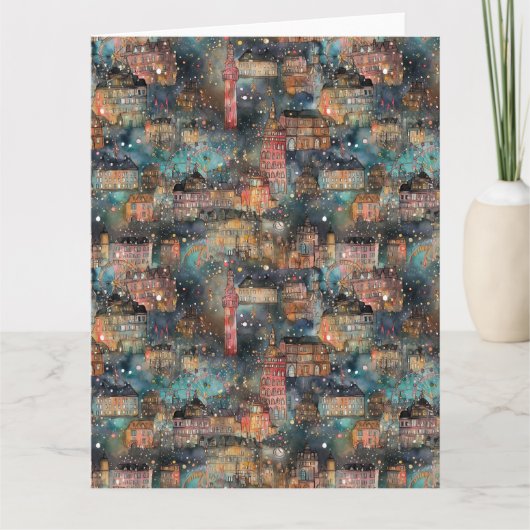 Londen met Kerstmis & Nieuwjaar in Waterverf Kaart (Voorkant)