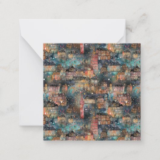 Londen met Kerstmis & Nieuwjaar in Waterverf Notitiekaartje (Voorkant)