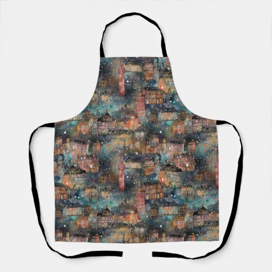 Londen met Kerstmis & Nieuwjaar in Waterverf Schort (Voorkant)