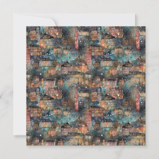 Londen met Kerstmis & Oud en Nieuw in waterverf Feestdagenkaart (Voorkant)