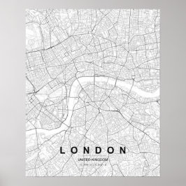 Londen Minimalistische Kaart (Zwart & Wit) Poster