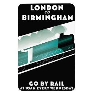 Londen naar Birmingham Train poser Briefkaart Magneet