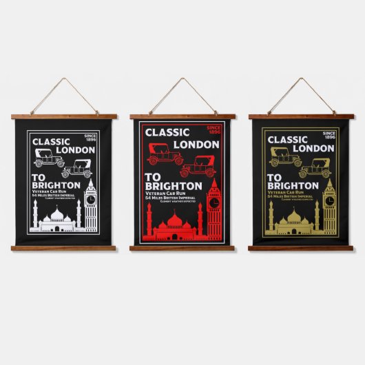 Londen naar Brighton Veteran Car Run Hangend Wandkleed (Driedubbel)
