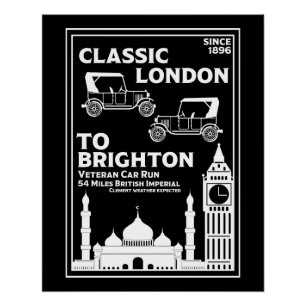 Londen naar Brighton Veteran Car Run Perfect Poster