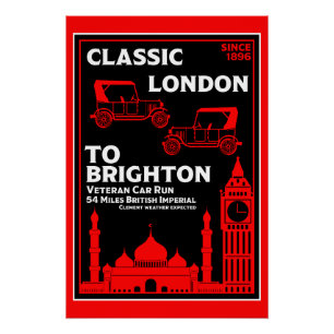 Londen naar Brighton Veteran Car Run Perfect Poster