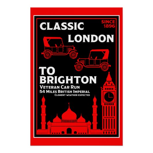Londen naar Brighton Veteran Car Run Perfect Poster (Voorkant)