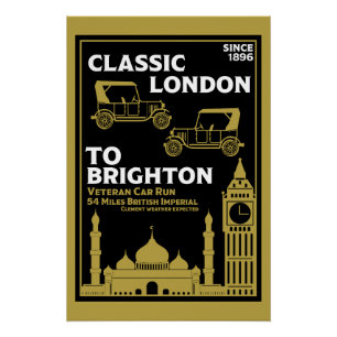 Londen naar Brighton Veteran Car Run Perfect Poster