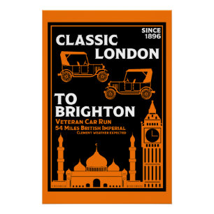 Londen naar Brighton Veteran Car Run Perfect Poster