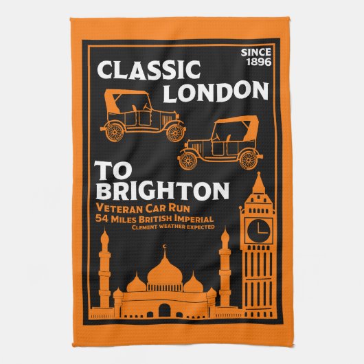 Londen naar Brighton Veteran Car Run Theedoek (Verticaal)