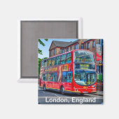 Londen naar Lewisham Red Double-decker Bus UK Magneet (Voorkant / Achterkant)