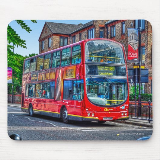 Londen naar Lewisham Red Double-decker Bus UK Muismat (Voorkant)