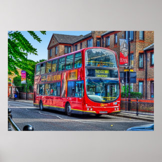 Londen naar Lewisham Red Double-decker Bus UK Poster