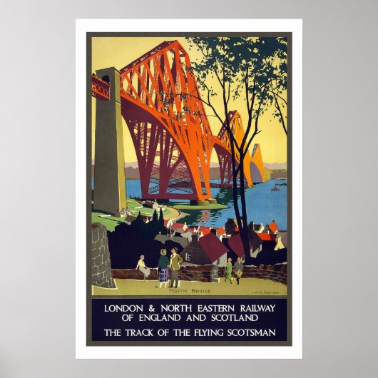 Londen naar Scotland Vintage Travel Poster (Voorkant)