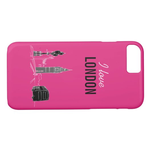 Londen Neon Modern Pop Art Sketch Zwart Cool Case-Mate iPhone Case (Achterkant (Horizontaal))