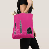 Londen Neon Modern Pop Art Sketch Zwart Cool Tote Bag (Dichtbij)