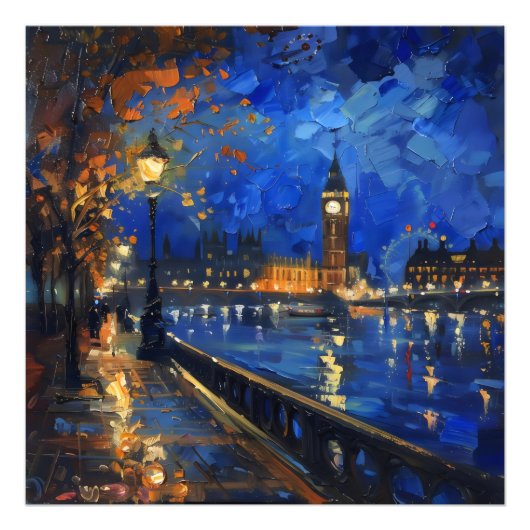 Londen Night Impressionisme Foto Afdruk (Voorkant)