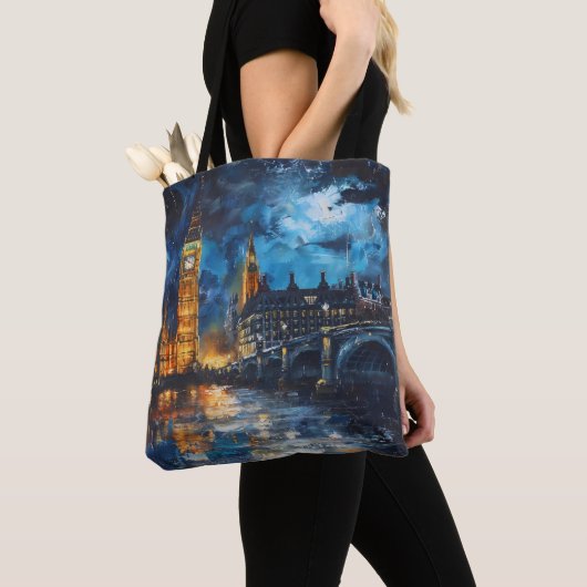 Londen Night Painting Tote Bag (Dichtbij)