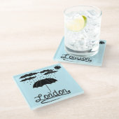 Londen | Onder een paraplu Glazen Onderzetter (Schuin)