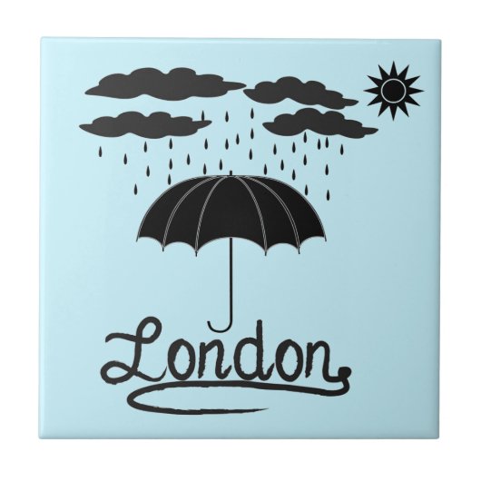 Londen | Onder een paraplu Tegeltje (Voorkant)