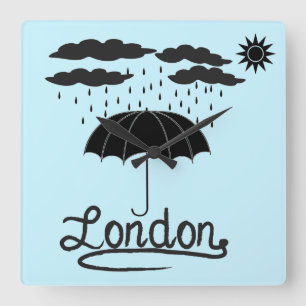 Londen Onder een paraplu Vierkante Klok