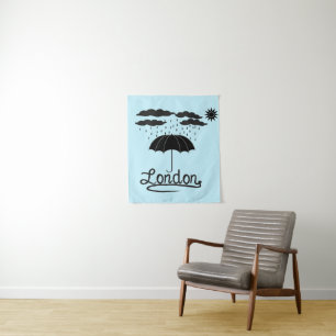 Londen   Onder een paraplu Wandkleed