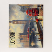 Londen op een regenachtige dag rode bus Westminste Legpuzzel (Verticaal)