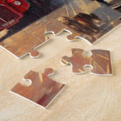 Londen op een regenachtige dag rode bus Westminste Legpuzzel (Zijkant)