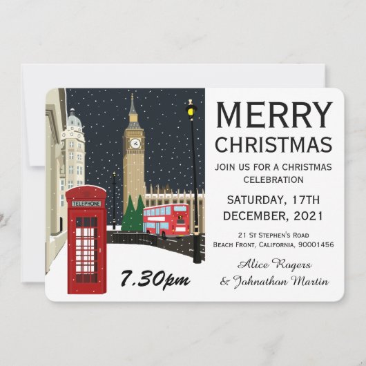 Londen op kerst Uitnodiging (Voorkant)