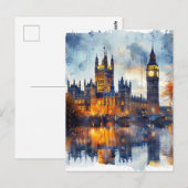 Londen oriëntatiepunten Nachtlandschap UK Historis Briefkaart (Voorkant / Achterkant)