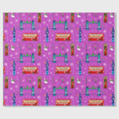 Londen Paarse Patroon Achtergrond Cadeaupapier (Vlak)