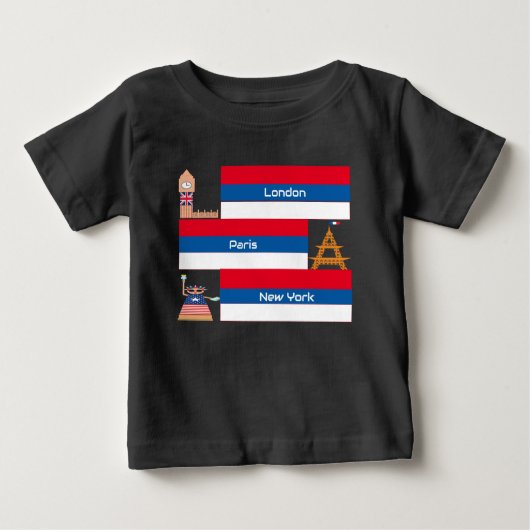 Londen Parijs & New York Design T-shirt (Voorkant)