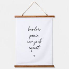 'Londen Parijs New York Herhaal' Hangend Wandkleed