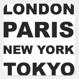 Londen, Parijs, New York, Tokio. Vierkante Sticker