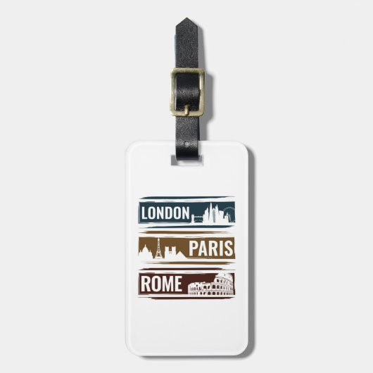Londen Parijs Rome Bagagelabel (Voorkant verticaal)